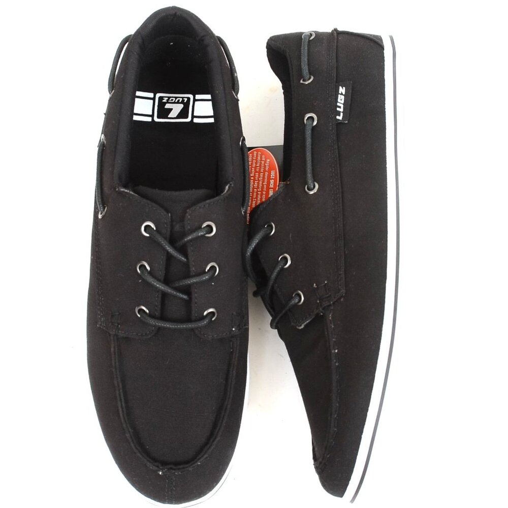 Lugz Mens 12 Topsider Boat Shoes Sneaker 'Black/White' Preppy‎ Nautical Vacation